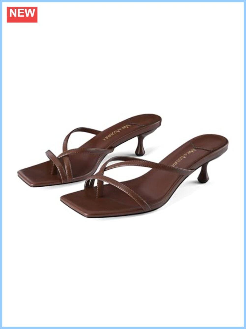 Square Toe Kitten Heel Flip Flop Sandals Faux Leather Slip On Thong Heels
